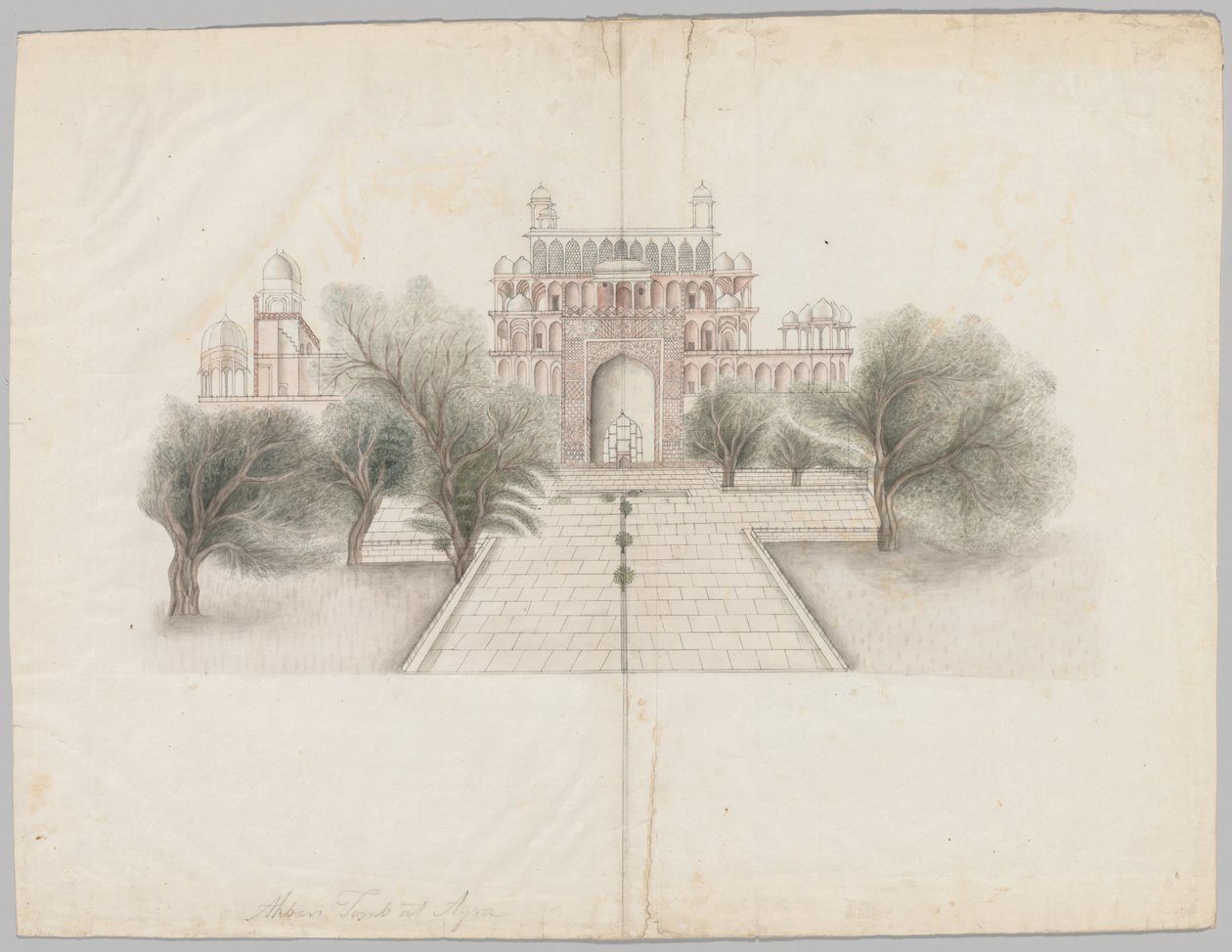 Mausoleet til Akbar i Secundrabad, tidlig på 1800-tallet. av Unbekannt