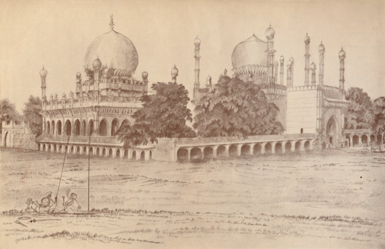 Mausoleet til Ibrahim Shah, kongen av Bijapur, i Bijapur, 1821, 1936. av Unbekannt