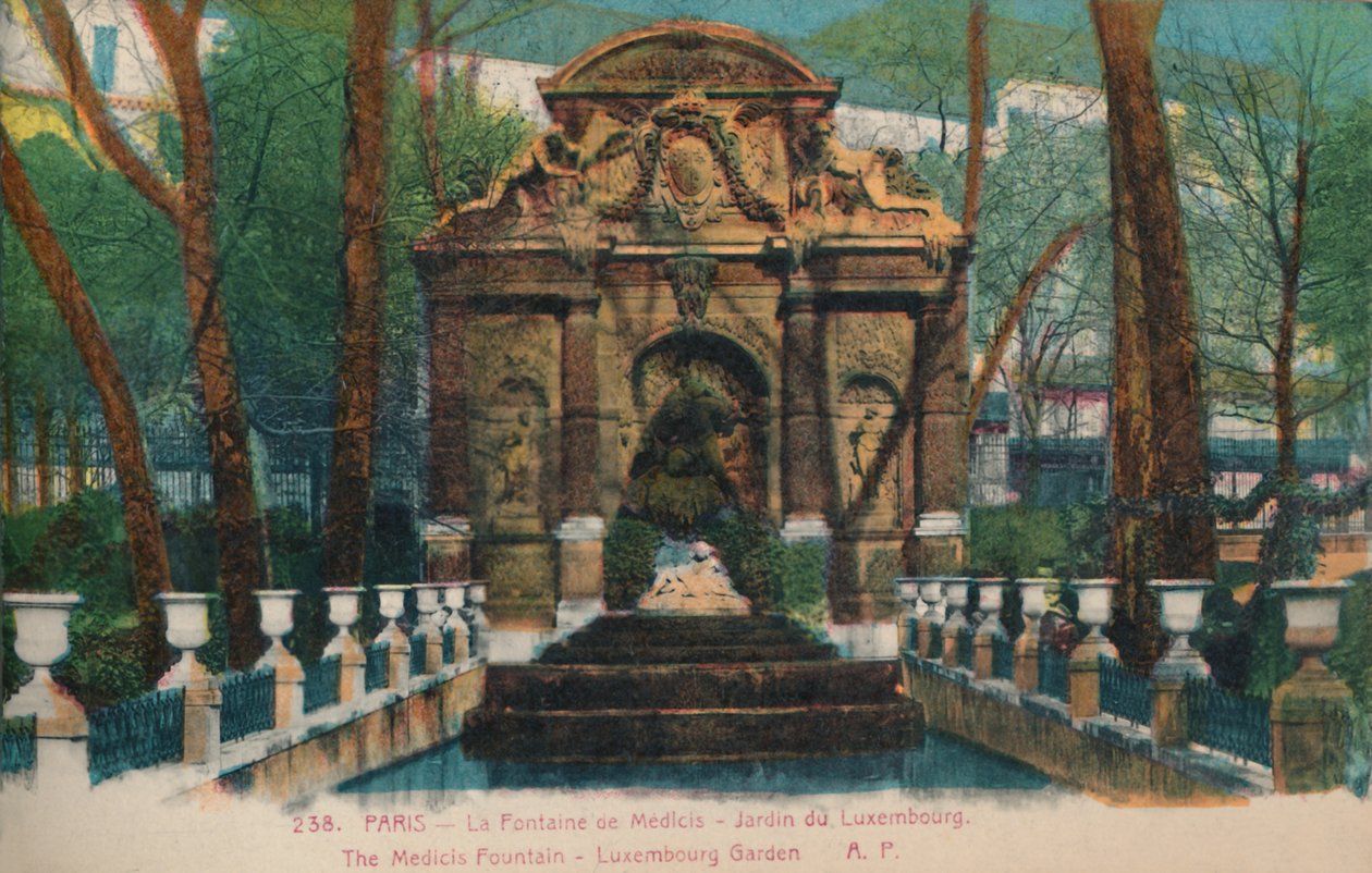 Medici-fontenen - Jardin du Garden of Luxembourg, Paris, c1920 av Unbekannt
