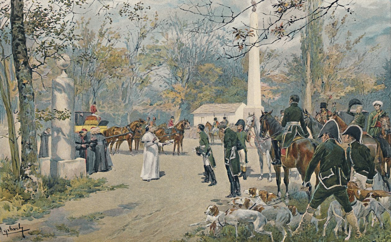 Møtet mellom Napoleon og Pius VII i Fontainebleau, 1813, 1896 av Unbekannt