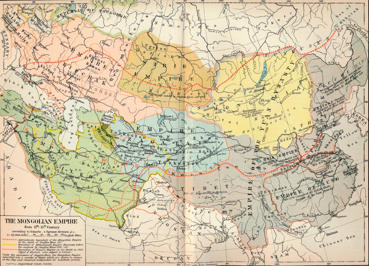 Det mongolske riket fra 1100- til 1400-tallet, c1903, 1904 av Unbekannt