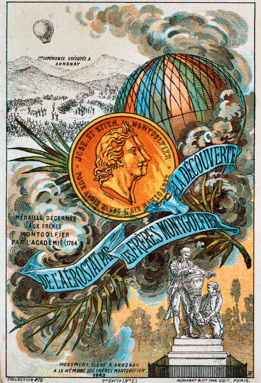 Montgolfier-brødrene, franske ballongpionerer, 1890-tallet. av Unbekannt