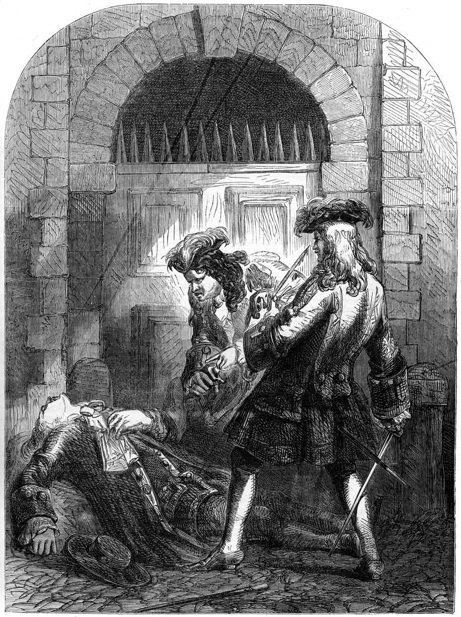 Mordet på skuespilleren William Mountford, 1692, 1800-tallet av Unbekannt