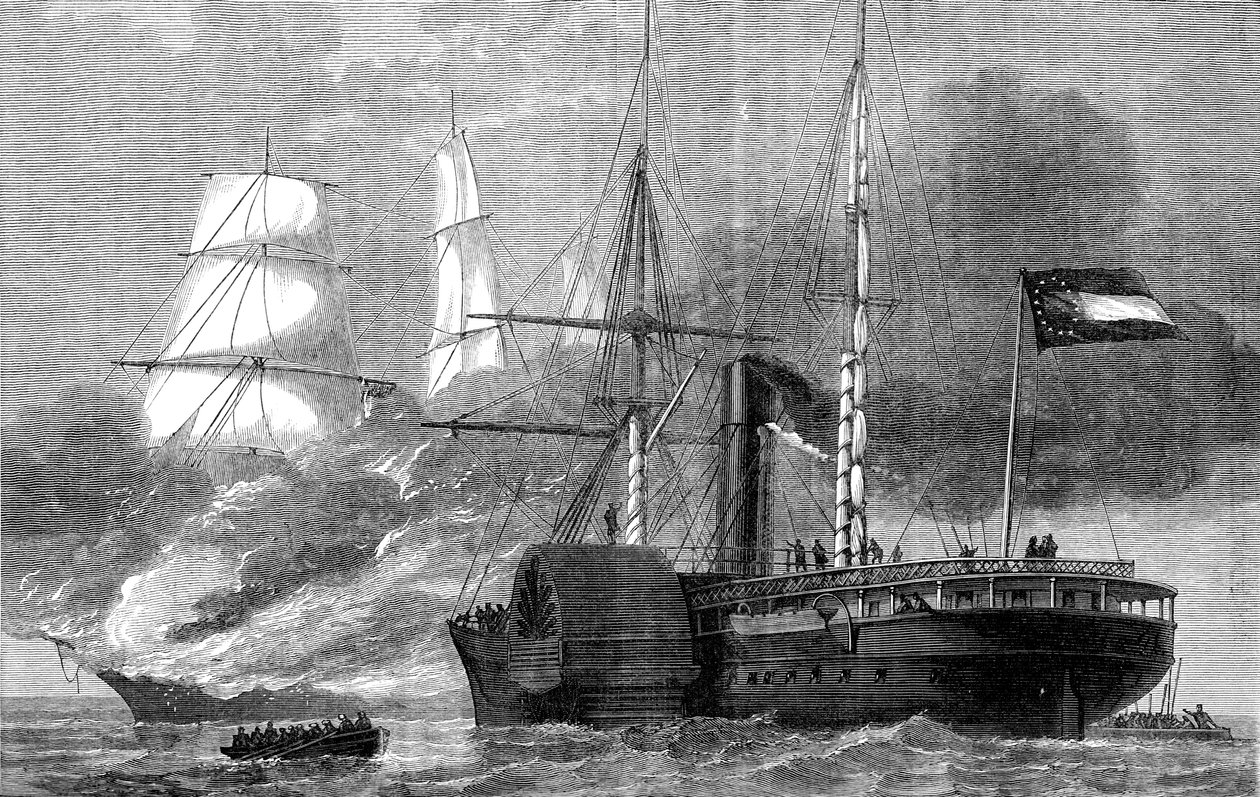 Nashville ødelegger en føderal kjøpmann, amerikansk borgerkrig, 1861-1862 c1880 av Unbekannt