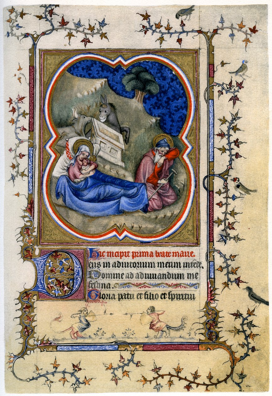 The Nativity, fra en bok med timer og missal c1370 1958 av Unbekannt