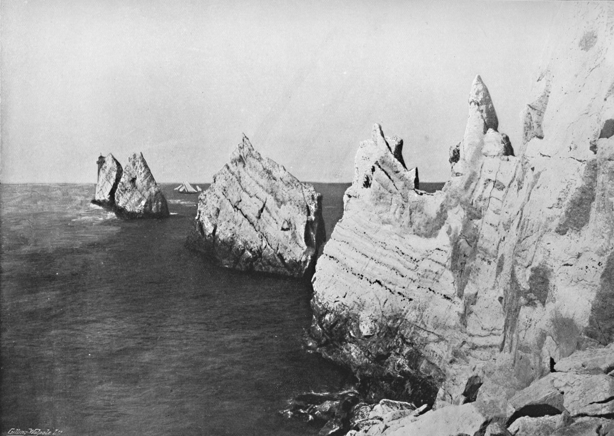 The Needles - generell visning, viser fyret, 1895 av Unbekannt