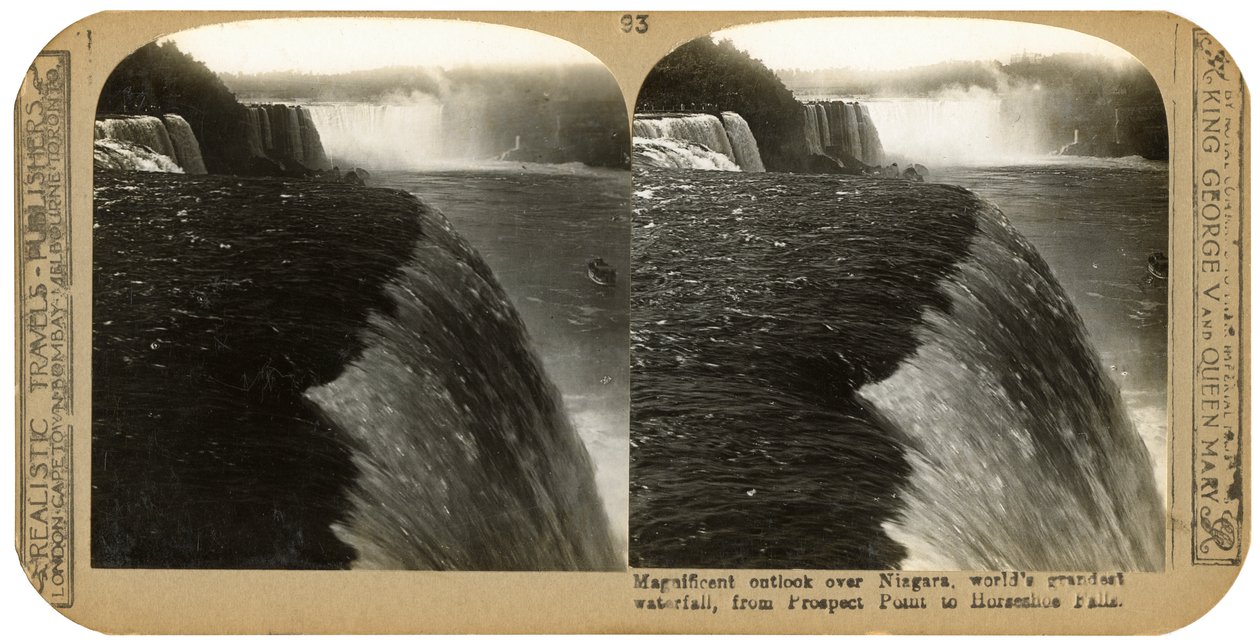 Niagara Falls, fra Prospect Point til Horseshoe Falls, sent på 1800-tallet av Unbekannt