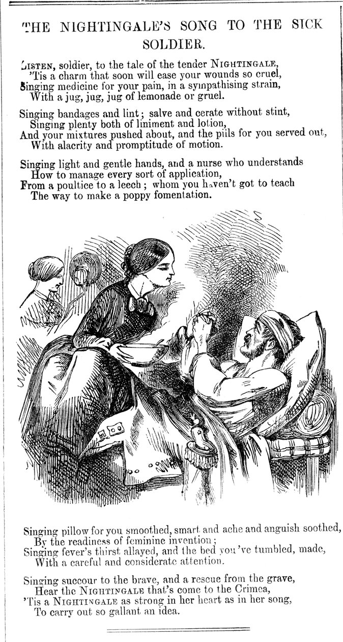 Nightingales Song to to the Sick Soldier, 1854 av Unbekannt