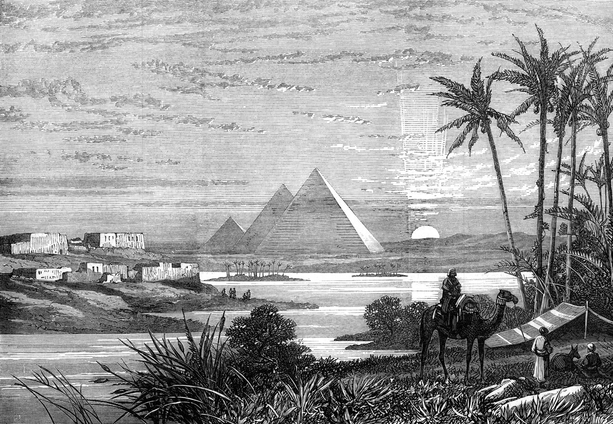 Nilen og pyramidene fra Boulak-veien, 1874 av Unbekannt