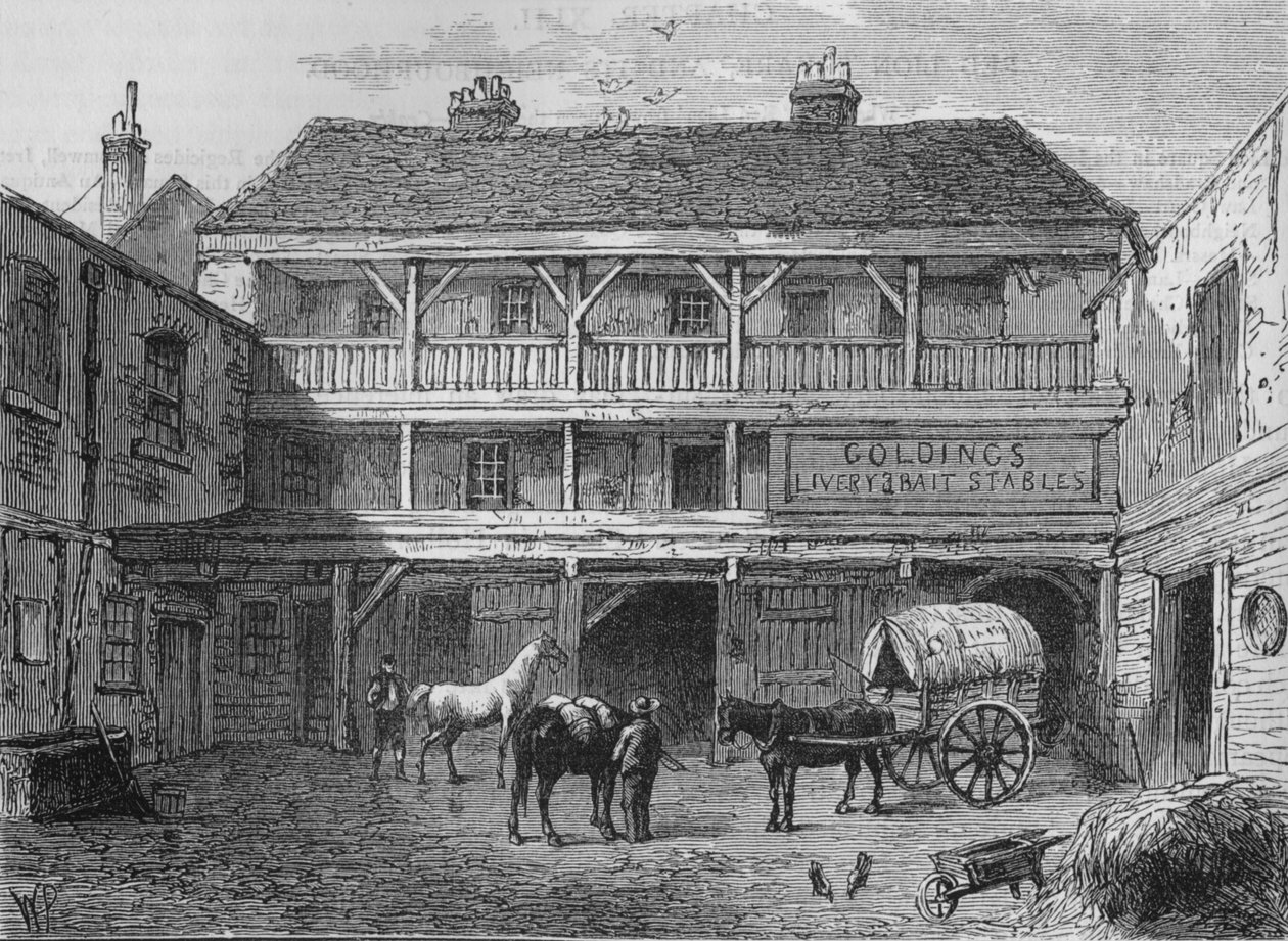The Old Black Bull Inn, Grays Inn Lane, London, c1800 1878 av Unbekannt