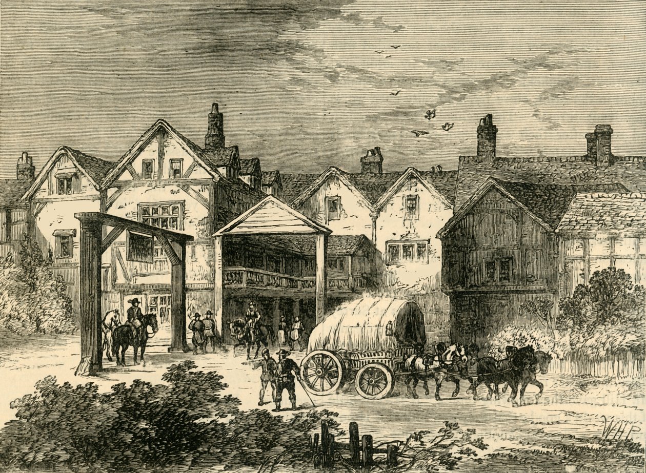 The Old Tabard Inn, i det syttende århundre, c1878. av Unbekannt