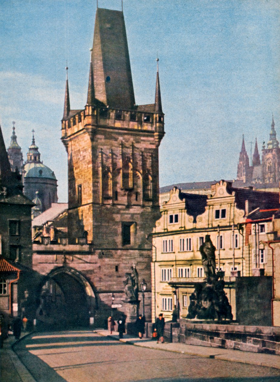 Gamlebyenden av King Charles-broen, Praha, Tsjekkia, 1943 av Unbekannt