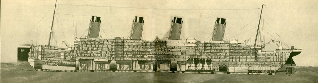 De olympiske 46 439 tonn vist i seksjon, c1930. av Unbekannt