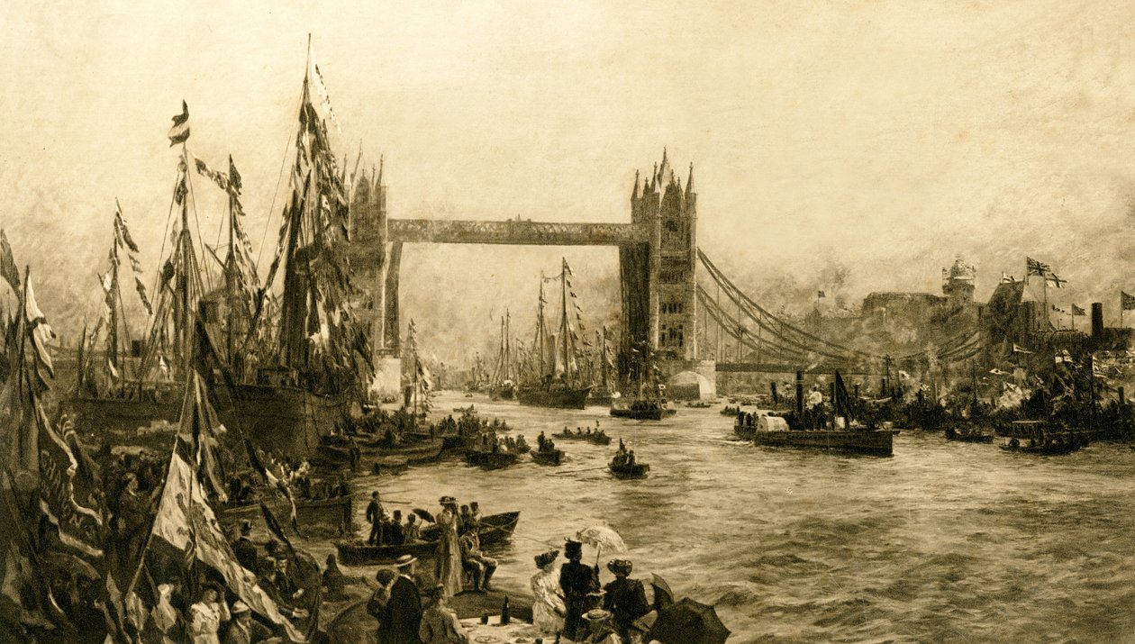 Åpningsseremonien til Tower Bridge, c1894. av Unbekannt