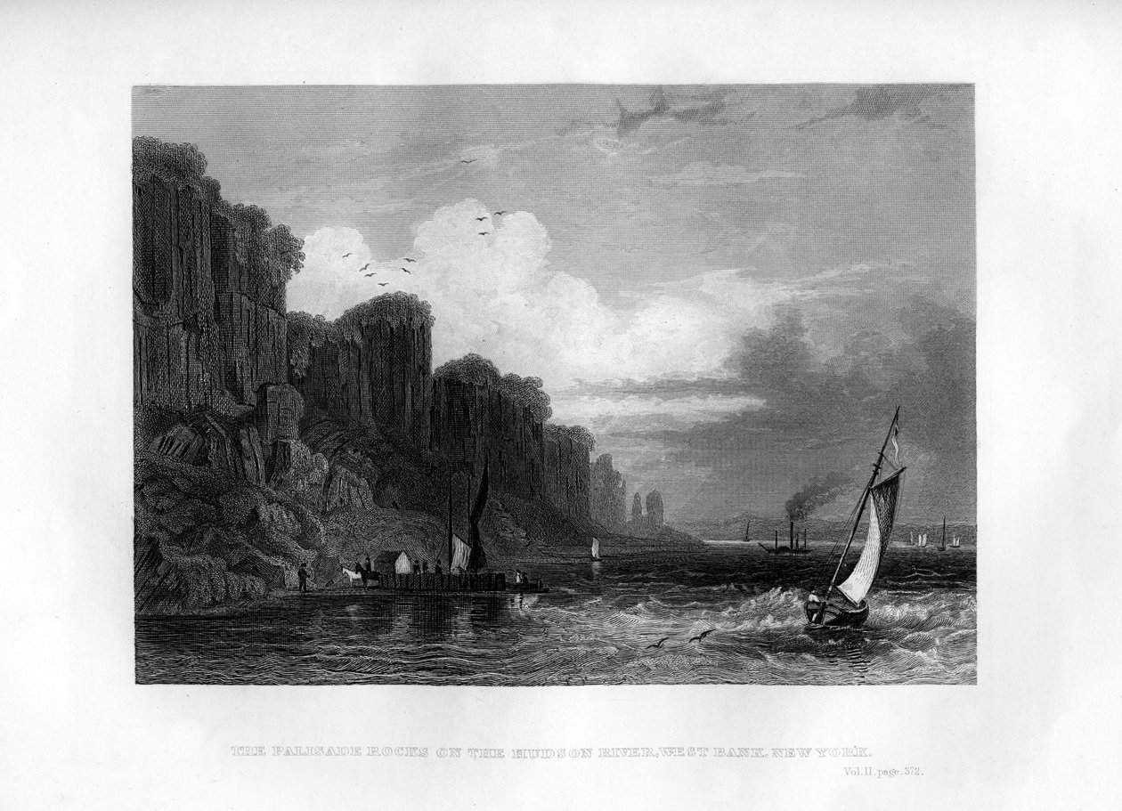 Palisade Rocks på Hudson River, Vestbredden, New York, 1855 av Unbekannt