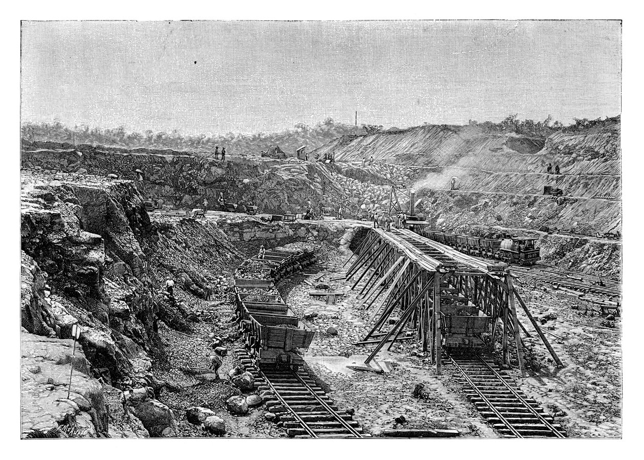 Panamakanalen under bygging, c1890 av Unbekannt