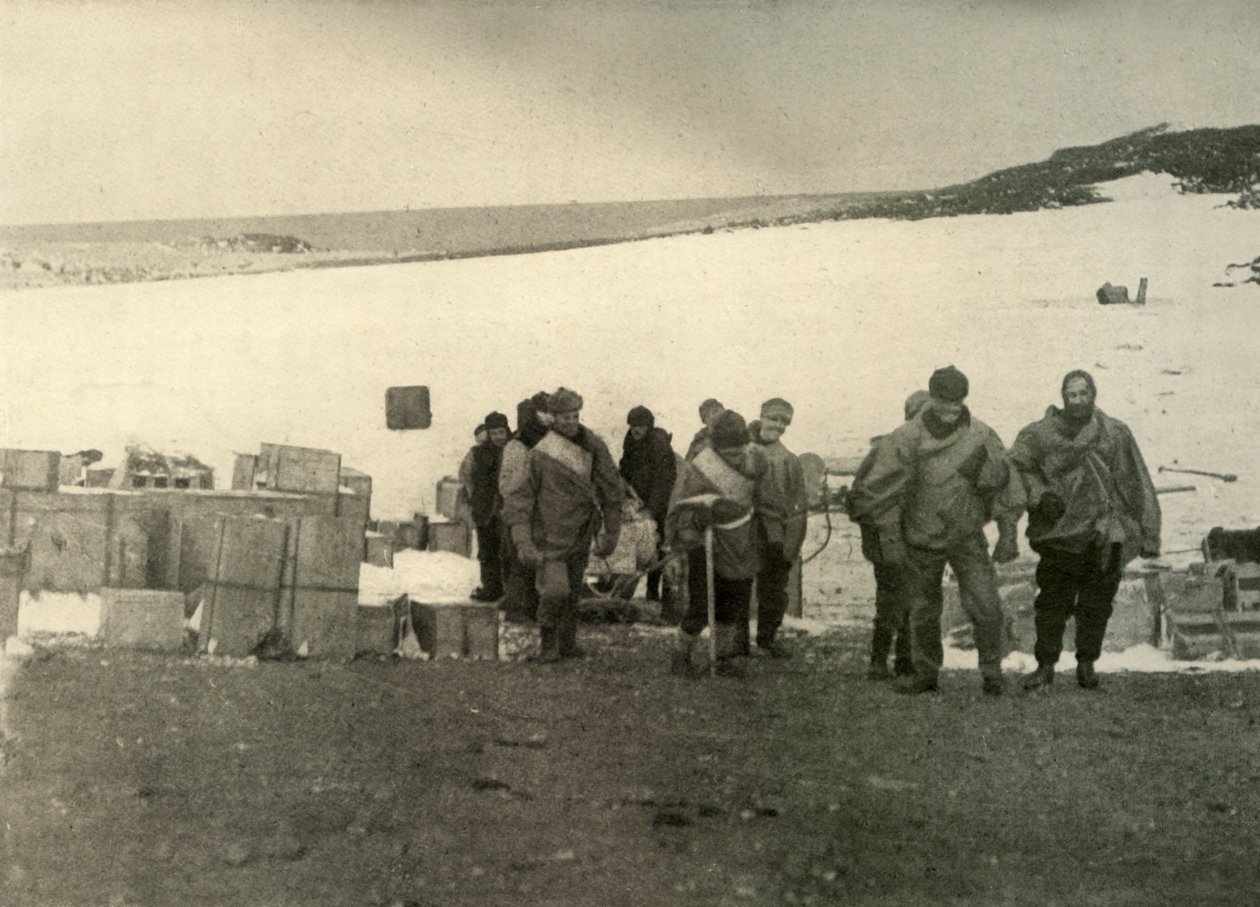 Partiet som besteg Erebus-fjellet og forlot hytta, 1908, 1909. av Unbekannt