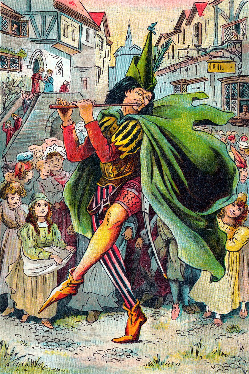 Pied Piper fører bort barna til Hameln, c1899 av Unbekannt