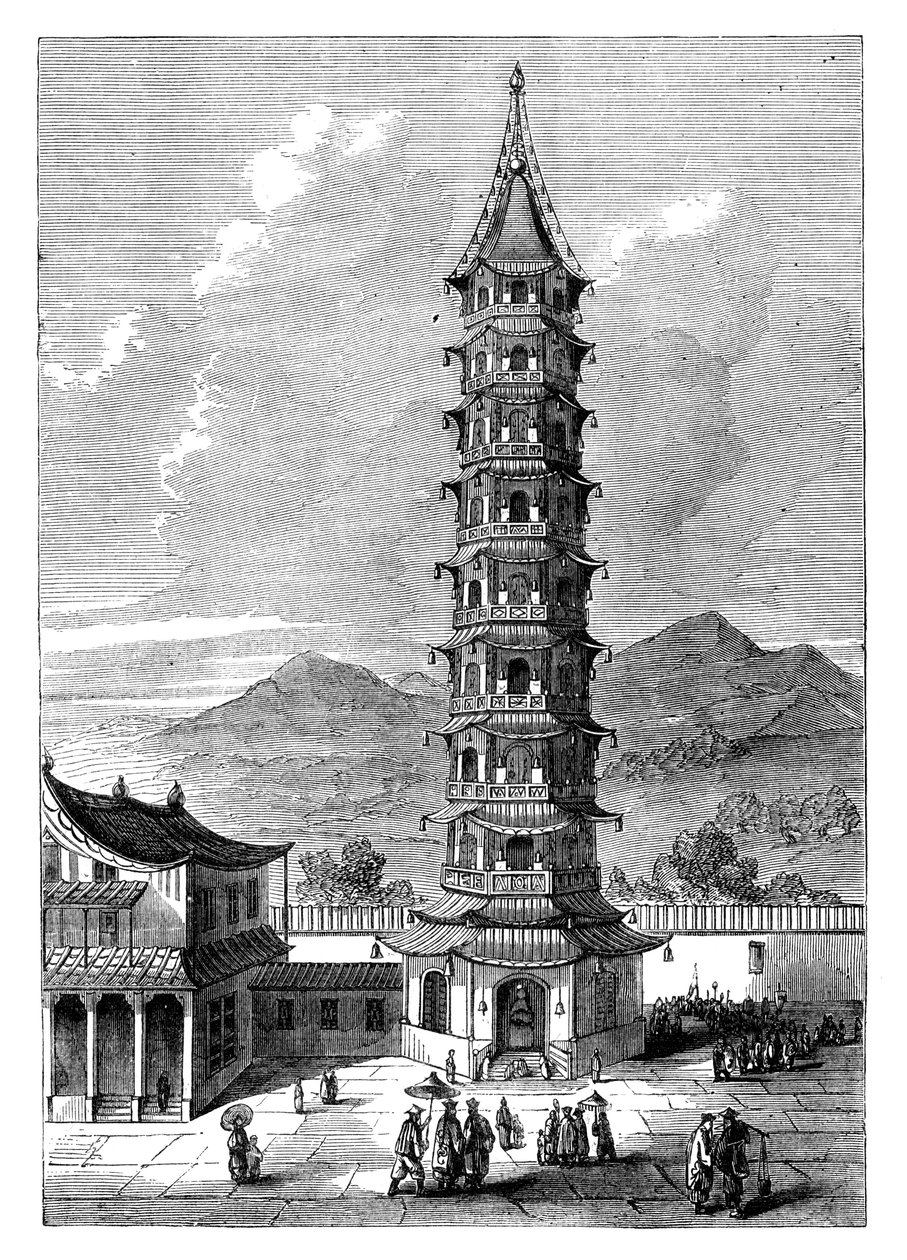 Porselenstårnet i Nanjing, Kina, c1895 av Unbekannt