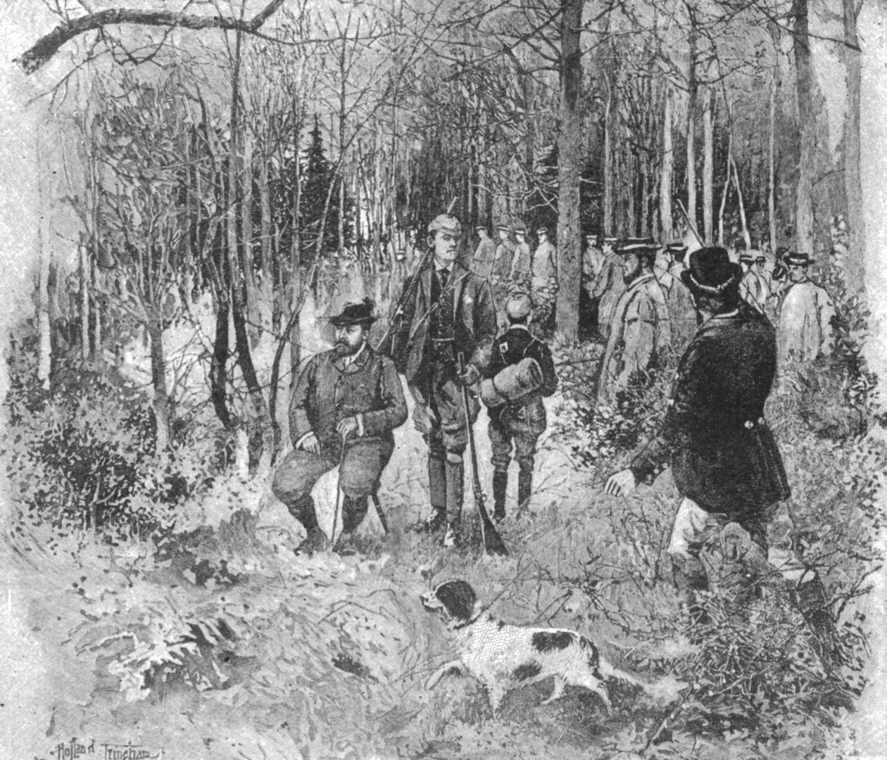 Prinsen av Wales fasanskyting ved Sandringham, 1893, 1901. av Unbekannt