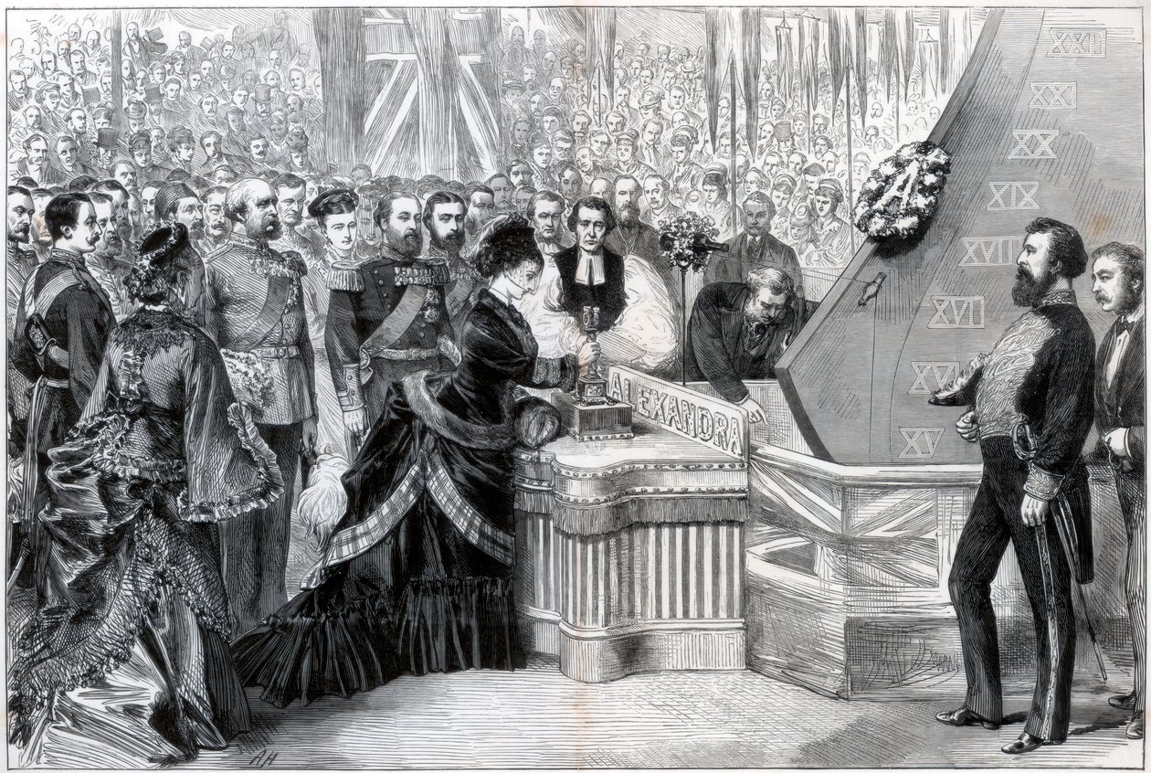 Prinsessen av Wales lanserer det nye jernbelagte skipet Alexandra, 1875 av Unbekannt