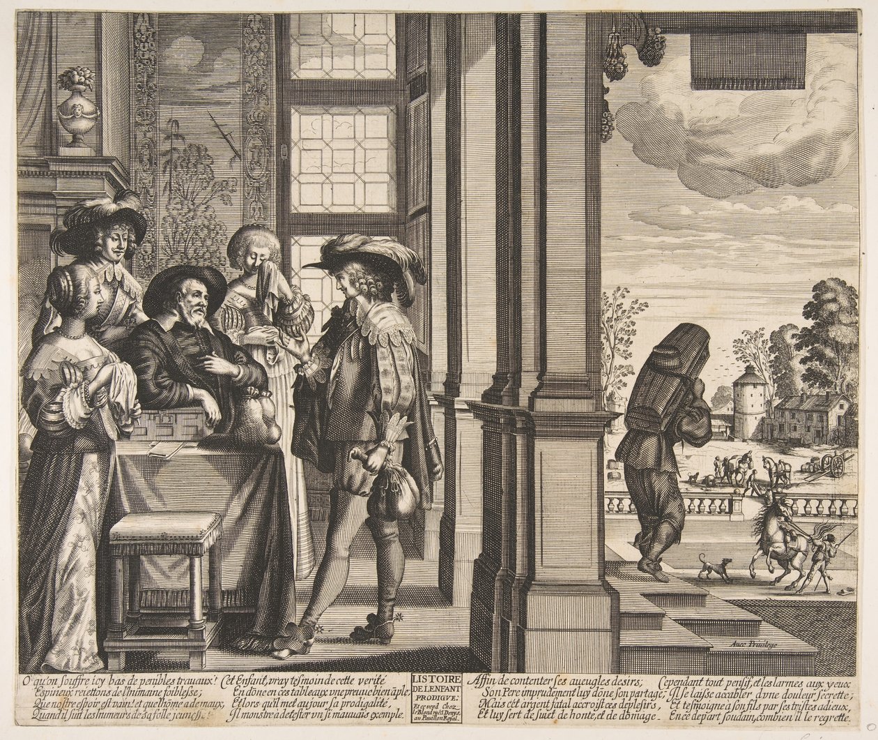 Den fortapte sønn forlater hjemmet, ca. 1636. av Unbekannt