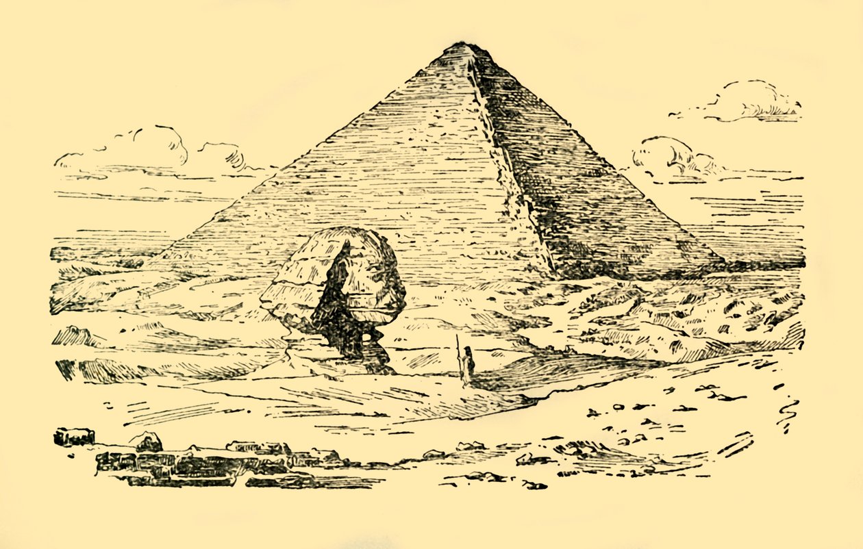 Pyramidegraven til kong Khufu og den store sfinksen i Gizeh, Egypt, ca 1930. av Unbekannt