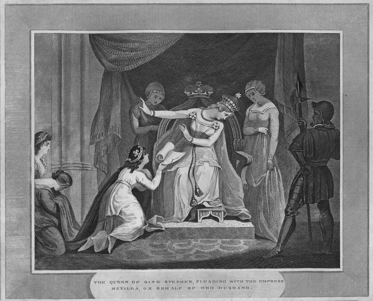 Dronningen av kong Stephen, bønnfalt keiserinne Matilda, på vegne av mannen hennes, 1838 av Unbekannt