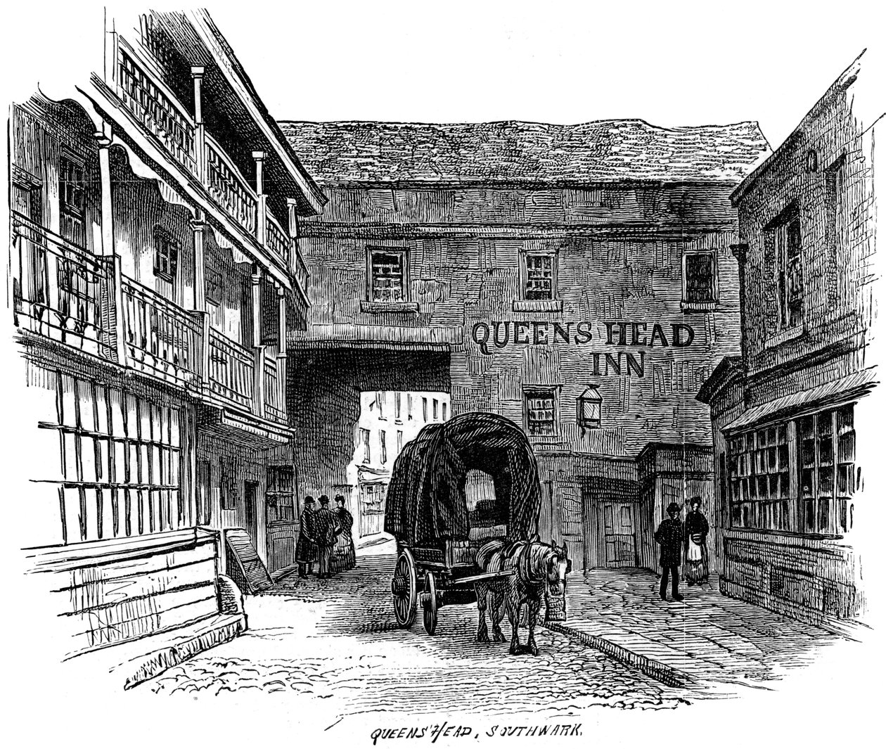 The Queens Head Inn, Southwark, London, 1887 av Unbekannt