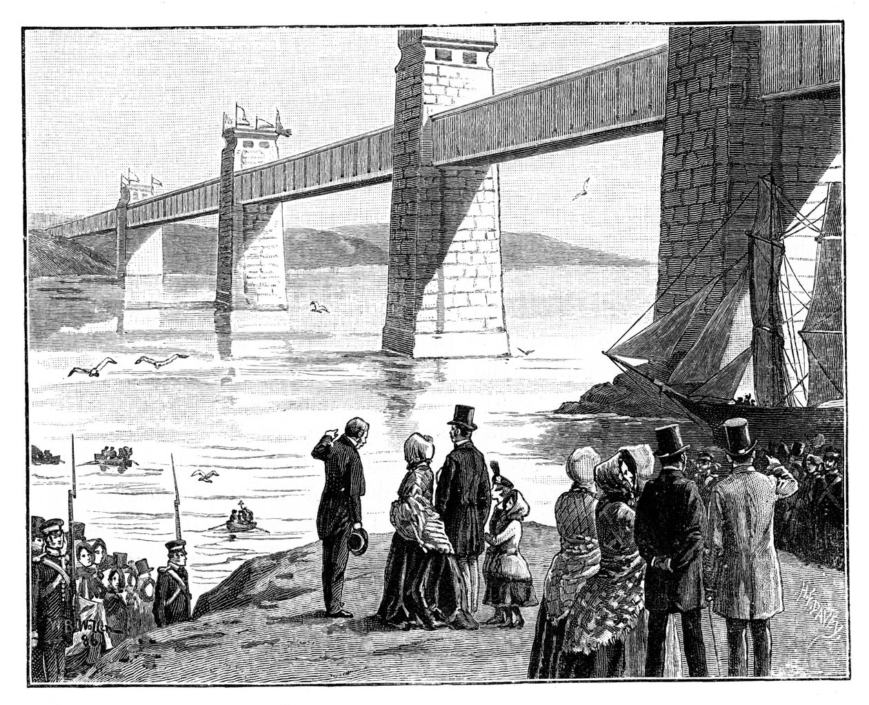 Queens besøk til Britannia Tubular Bridge, Wales, ca 1888 av Unbekannt