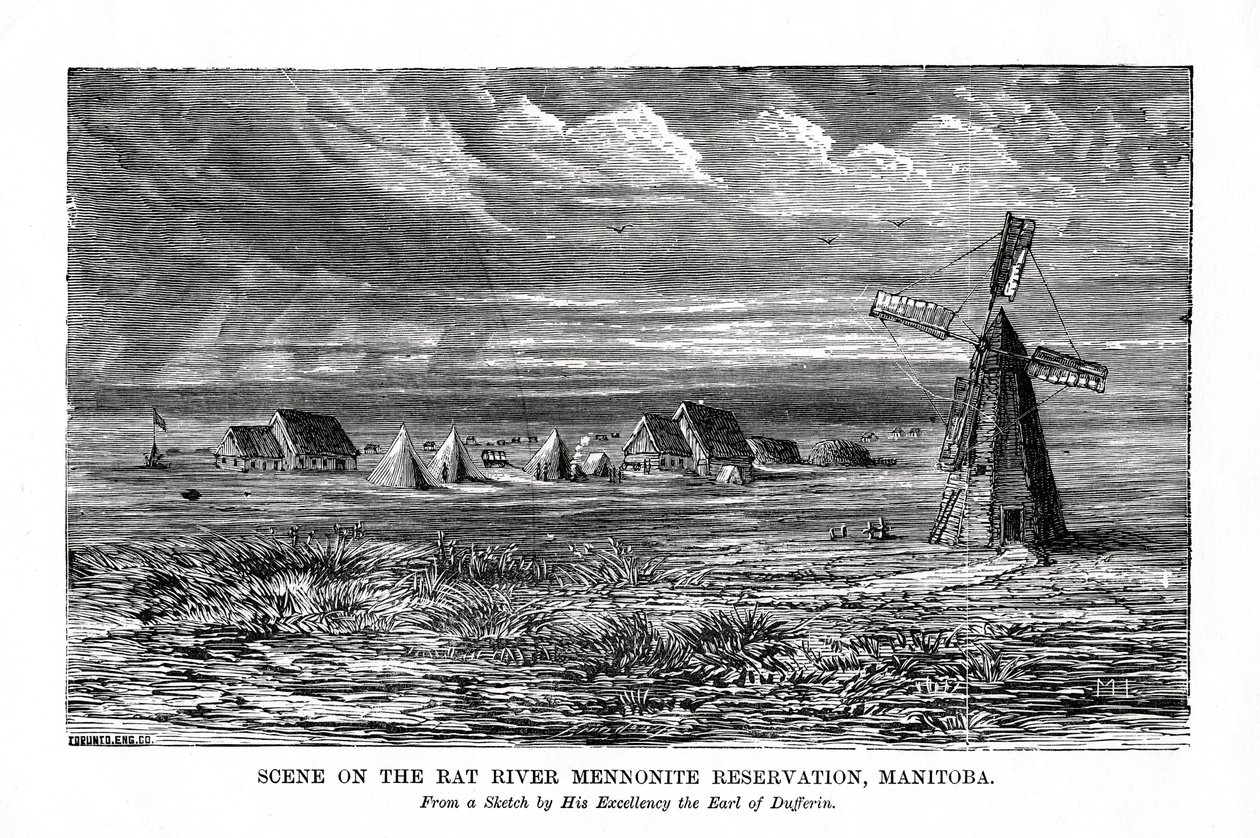 The Rat River Mennonite-reservatet, Manitoba, Canada, sent på 1800-tallet av Unbekannt