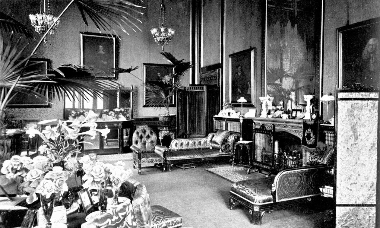 The Red Drawing Room i Speakers House, Palace of Westminster, London, c1905 av Unbekannt
