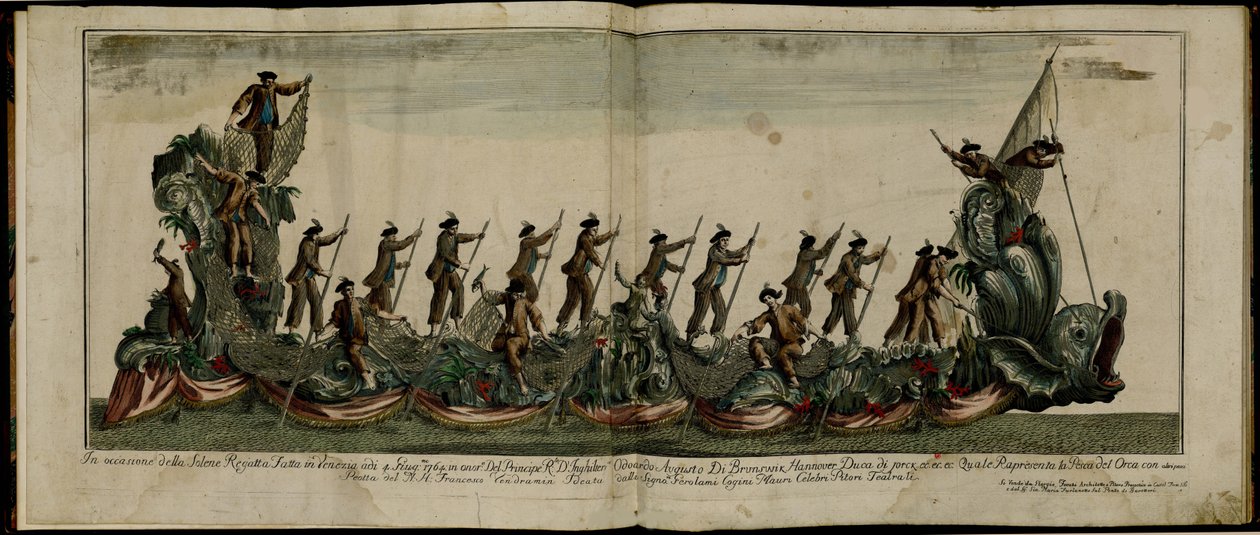 Regattaen i Venezia til ære for prins Edward 1739-1767, hertugen av York, 4. juni 1764, ca 1764 av Unbekannt