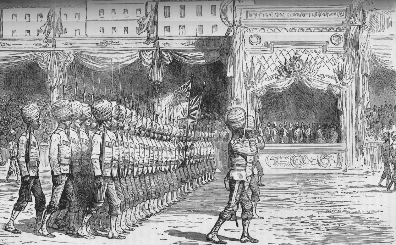 The Review at Cairo: March Past of the Beloochees, c1880 av Unbekannt