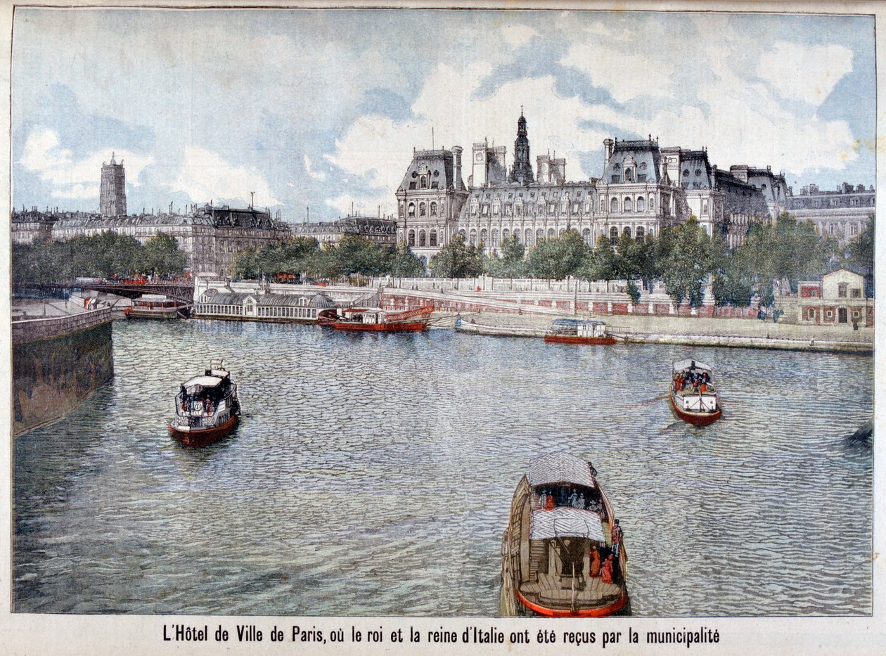 Elven Seinen og Hotel de Ville, Paris, 1903 av Unbekannt