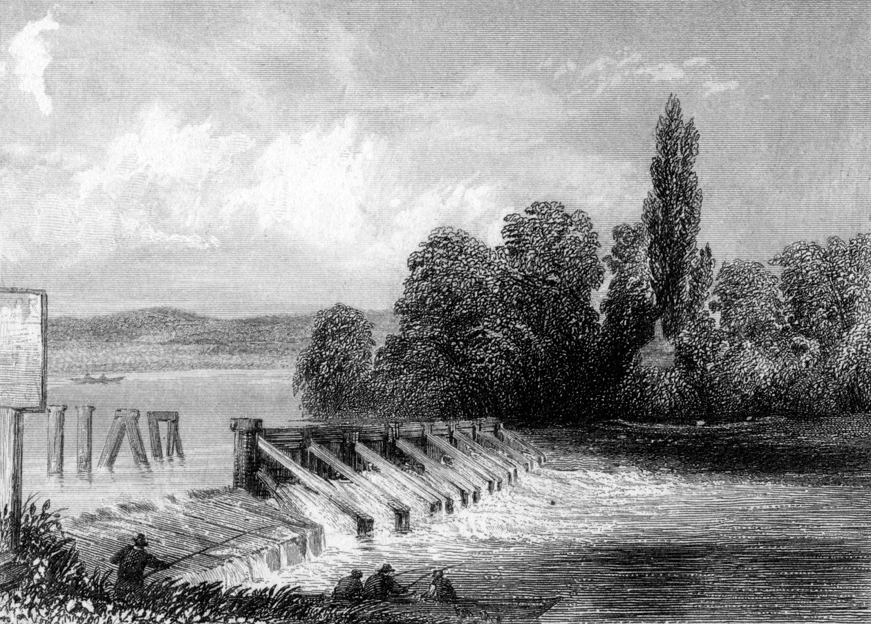 Themsen ved Teddington, London, 1800-tallet av Unbekannt