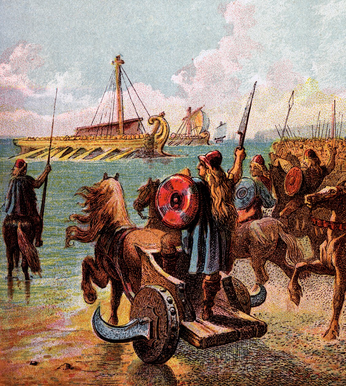Romerne erobrer Storbritannia, ca 1850 av Unbekannt