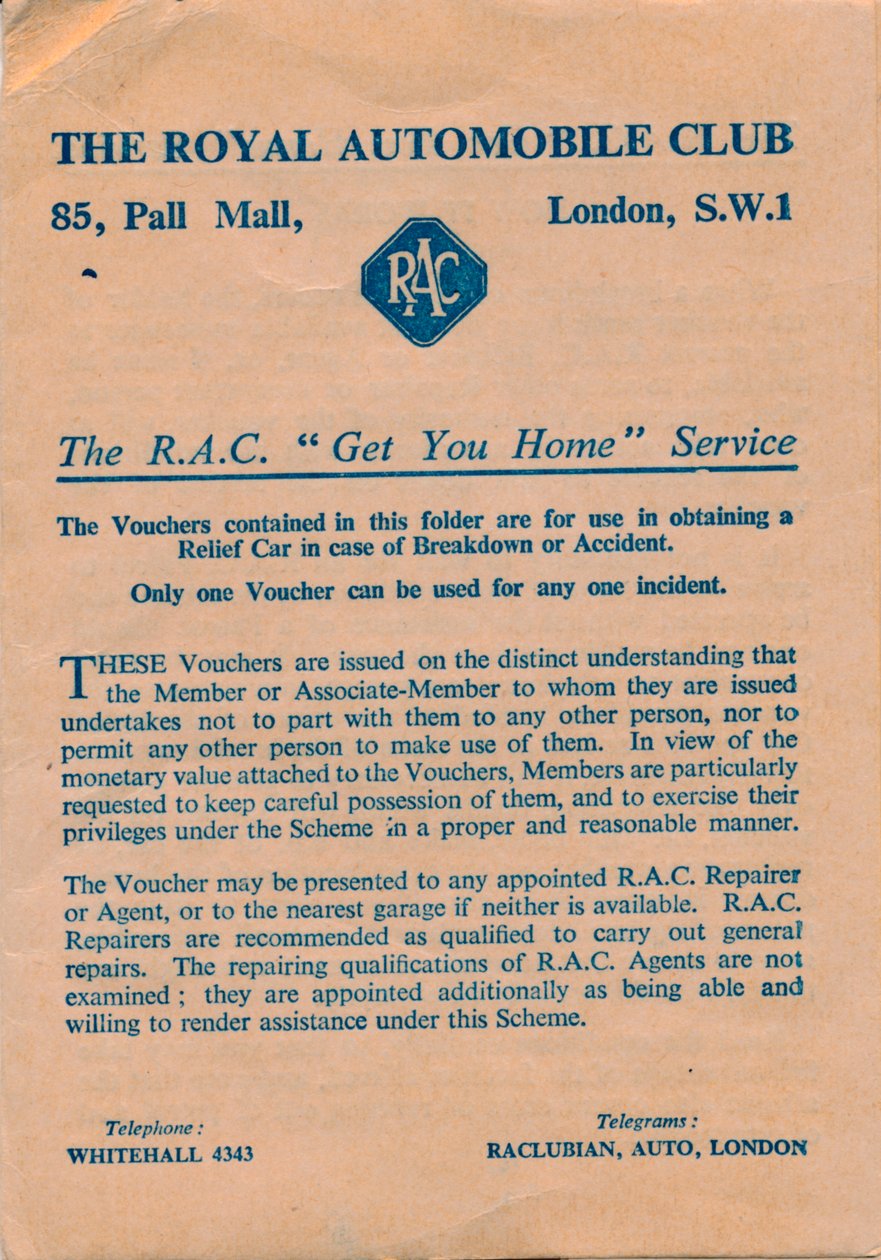 The Royal Automobile Club-kuponger, 1952 av Unbekannt
