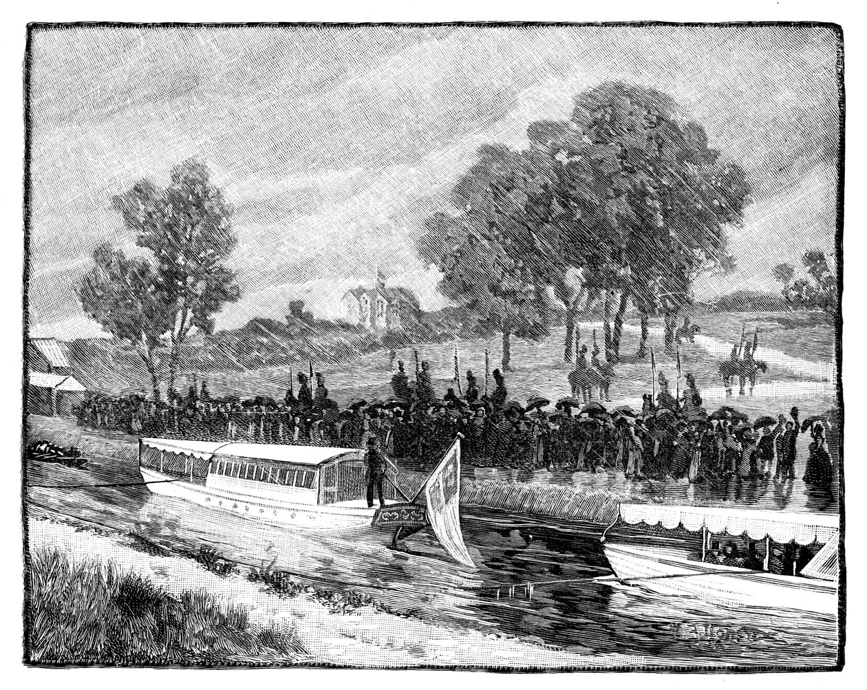 Det kongelige besøket i Worsley Hall, State Barge on the Bridgwater Canal, 1851, 1888 av Unbekannt