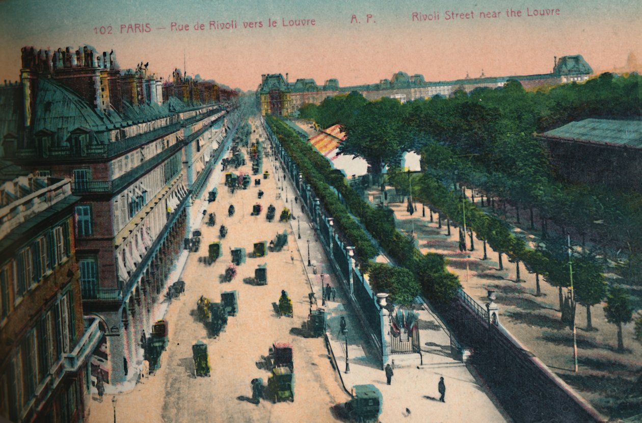 Rue de Rivoli ser mot Louvre, Paris, c1920 av Unbekannt