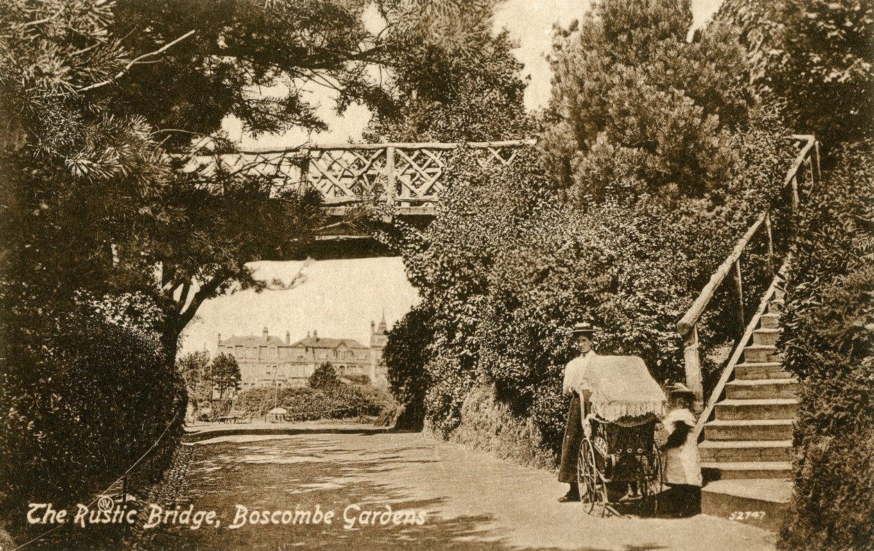 The Rustic Bridge, Boscombe Gardens, Bournemouth, Dorset, c1900-c1919 av Unbekannt