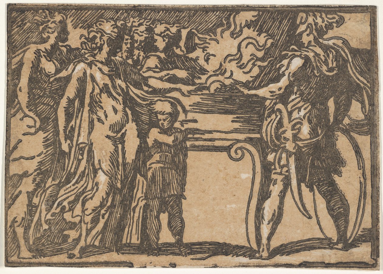 The Sacrifice eller Mucius Scaevola, etter Parmigianino, 1500-tallet. av Unbekannt