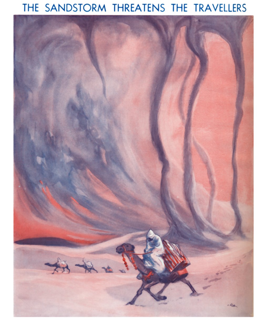 Sandstormen truer de reisende, 1935 av Unbekannt