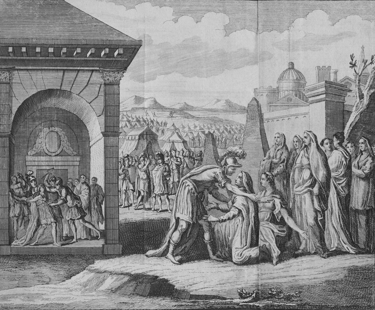 Scenen for tragedien til Coriolanus, 1749. av Unbekannt