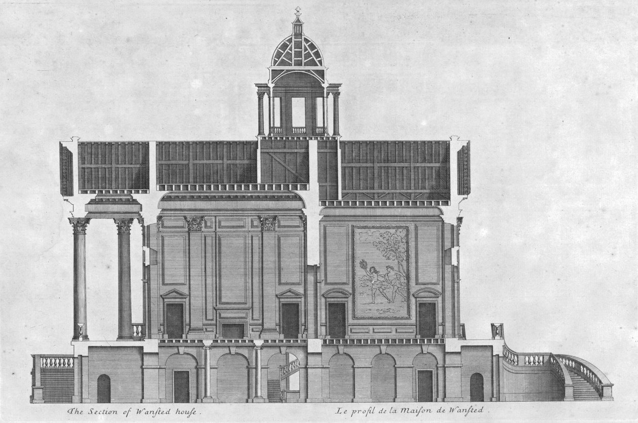 Seksjonen av Wansted House, 1700-tallet. av Unbekannt