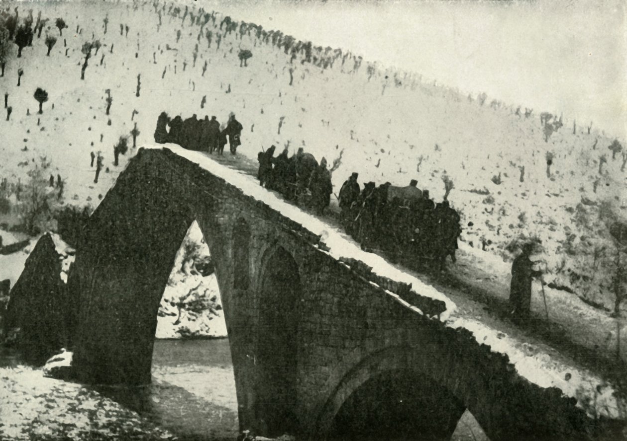 Den serbiske hærens generalstab på deres retrett gjennom Albania, 1919. av Unbekannt
