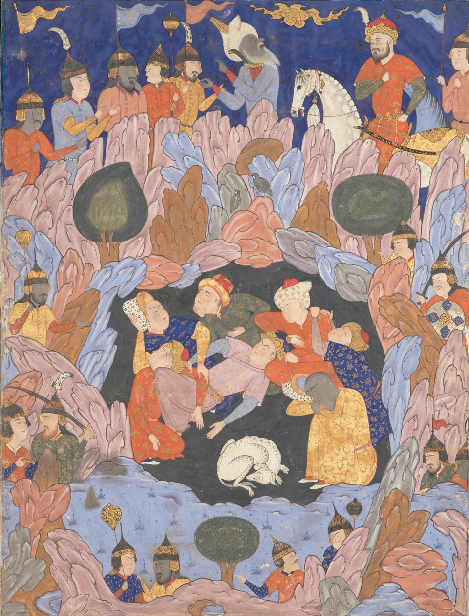 The Seven Sleepers of Ephesus, Folio fra en Falnama Book of Omens, 1550-tallet. av Unbekannt