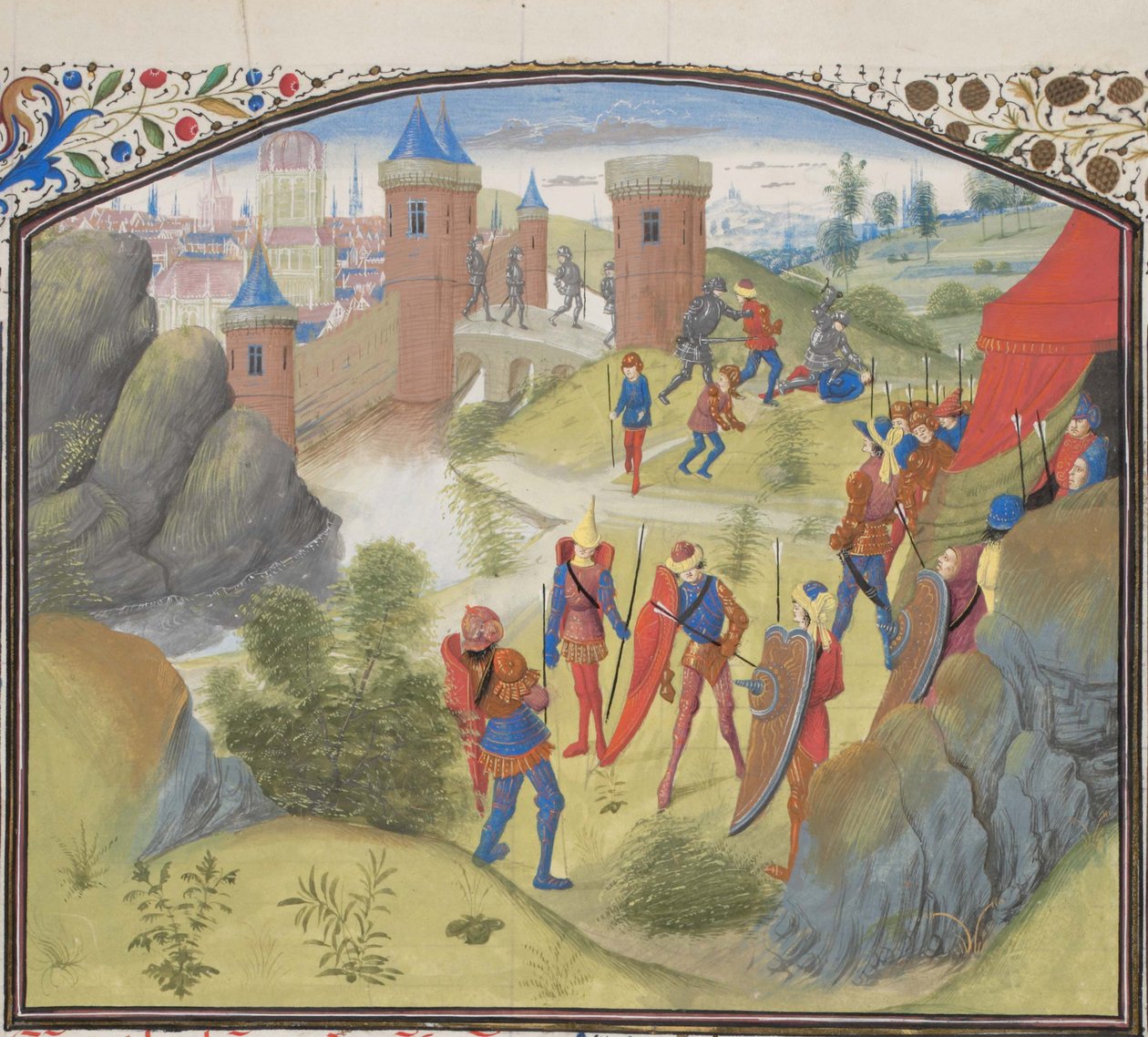 Beleiringen av Antiokia. Miniatyr fra Historia av William av Tyrus, 1460-tallet av Unbekannt