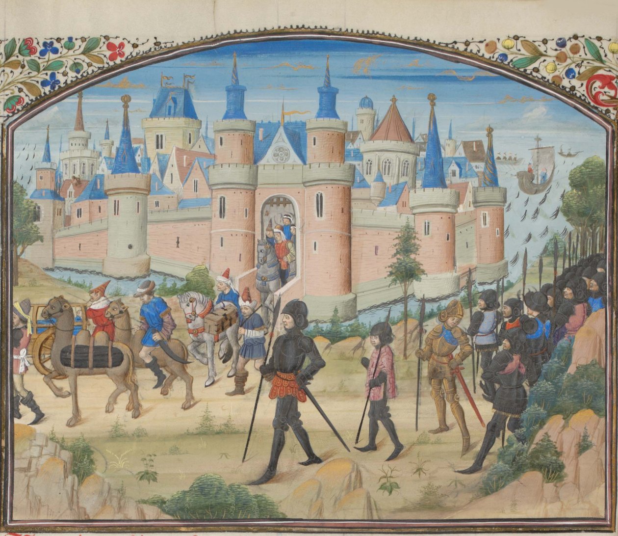 The Siege of Tyre, 1124. Miniatyr fra Historia av William of Tyre, 1460-tallet av Unbekannt
