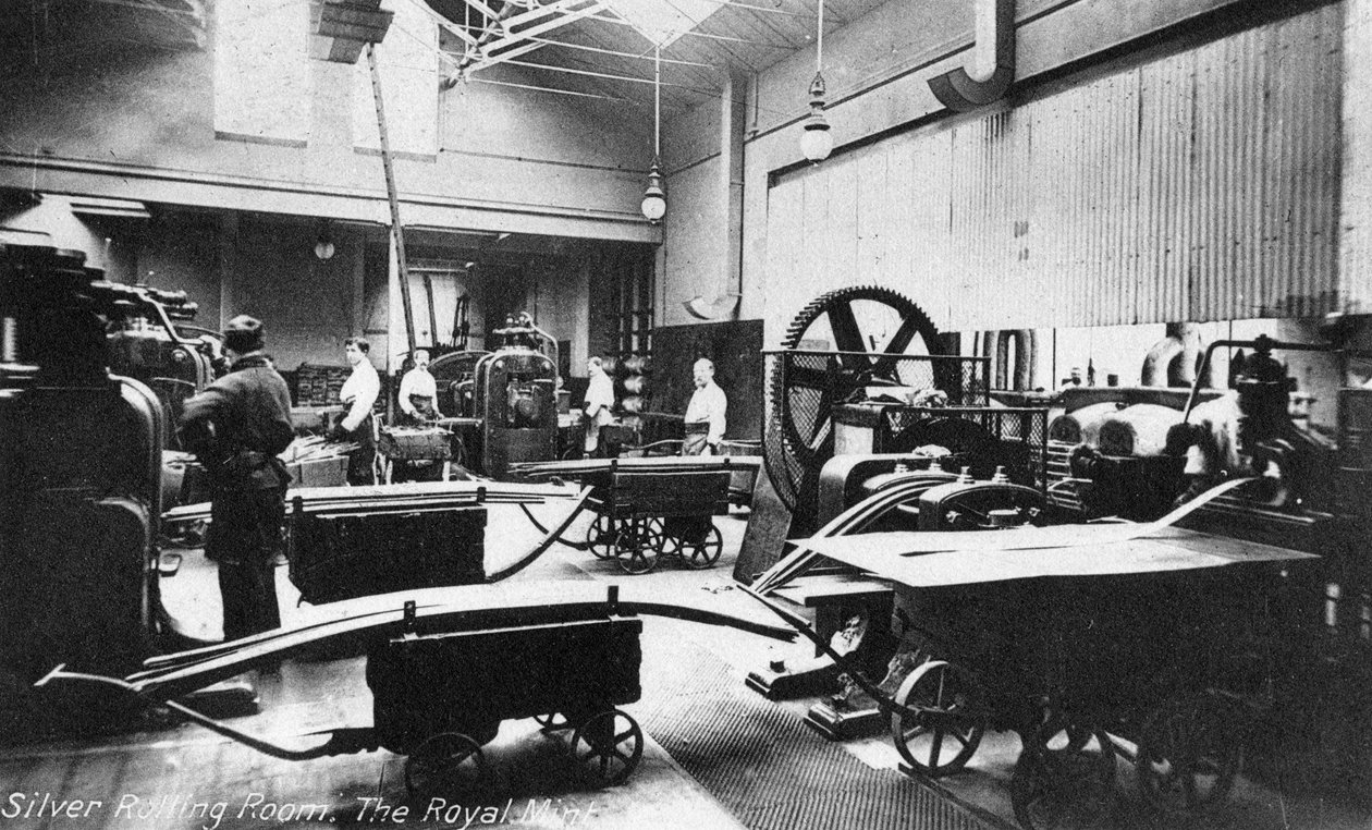 The Silver Rolling Room, Royal Mint, Tower Hill, London, tidlig på 1900-tallet av Unbekannt